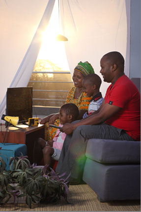 image of family with electricity in their home