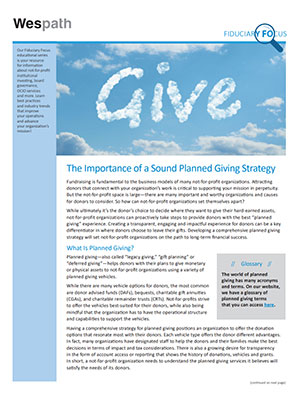 cover image from the Sound Planned Giving Strategy PDF