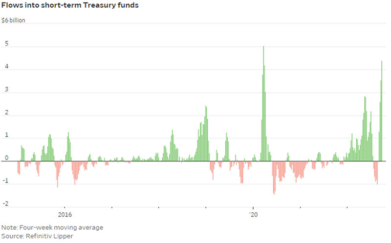 chart showing recent investor movement into T bills